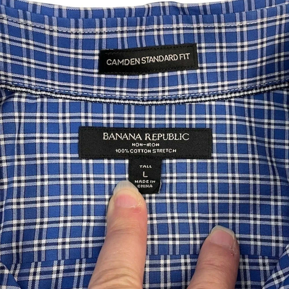 Banana Republic Camden standard fit No iron 100% cotton blue button down shirt L